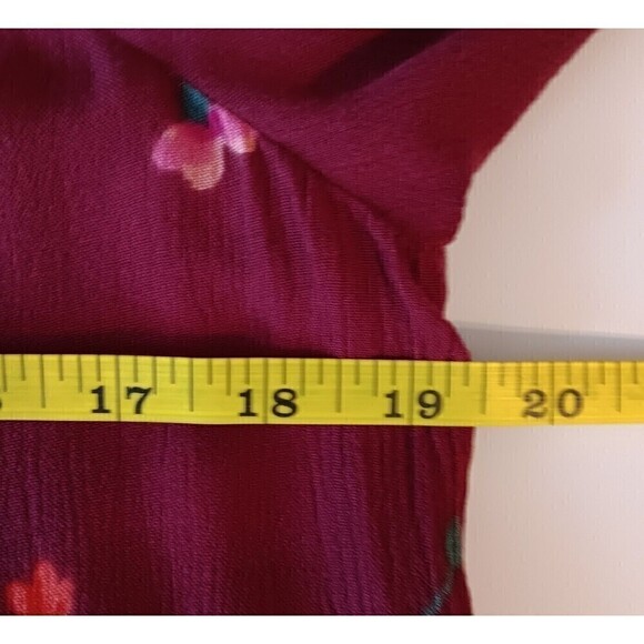 Old Navy Size XS Burgundy Floral Boho Tunic Top Blouse with String Tie - Picture 4 of 7